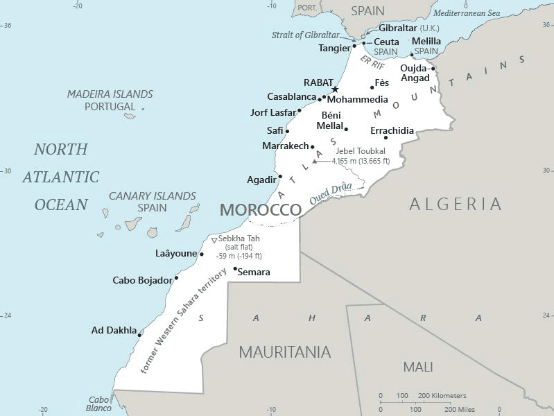 La CIA publie la carte du Maroc avec le Sahara