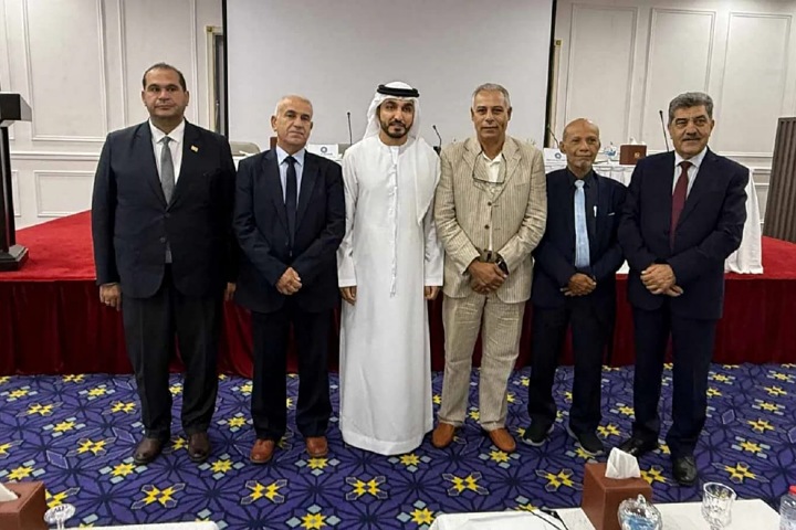 Emirati Yasser Al -doukhi, président de la Fédération arabe cyclisée et marocaine, Mohamed Katir, son premier député